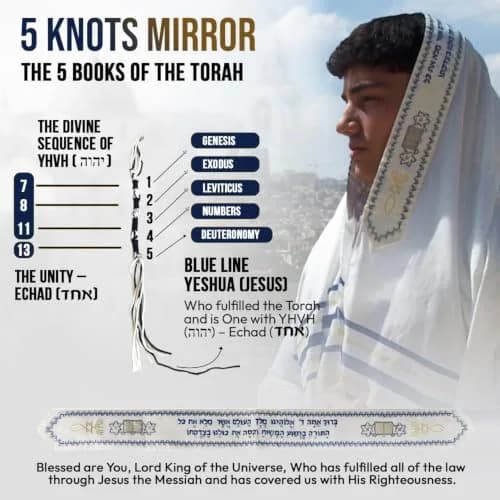 Holy Land Market Messianic Prayer Shawl Tallit 183cm x 56cm (72" x 22") | Christian Prayer Shawl with Bag & Brochure thumbnail 3