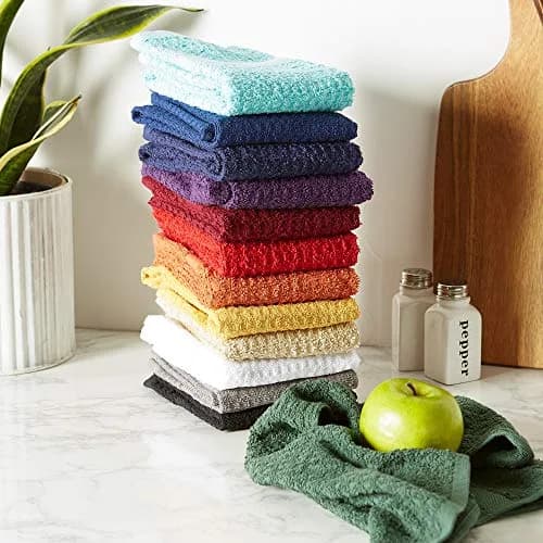 DII Basic Terry Collection Waffle Dishtowel Set, 15x26, Solid Black, 4 Piece thumbnail 7