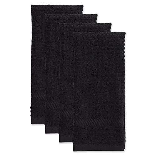 DII Basic Terry Collection Waffle Dishtowel Set, 15x26, Solid Black, 4 Piece thumbnail 2