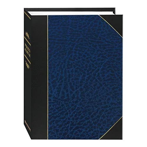 Pioneer Photo Albums LBT-57/NB 50-Pocket Navy Blue and Black Ledger Style Leatherette Cover Photo Album for 5 by 7-Inch Prints | Classic Ledger Style with Memo Area thumbnail 1