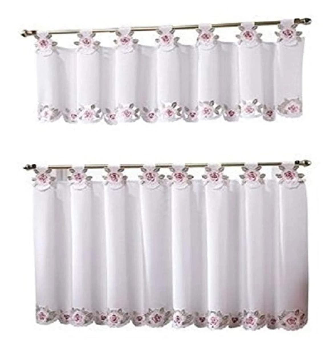 Today's Curtain Capri Reverse Embroidery Tab Top Curtain Tier 60cm x 24in (156cm W x 61cm L) - main product image