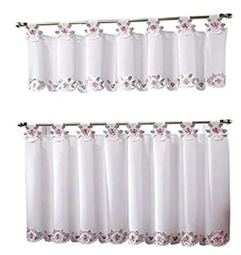 Today's Curtain Capri Reverse Embroidery Tab Top Curtain Tier 60cm x 24in (156cm W x 61cm L) thumbnail 1
