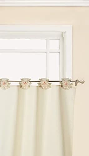 Today's Curtain Capri Reverse Embroidery Tab Top Tier Curtains 55 cm (30") L x 152 cm (60") W | Light-Filtering Ecru/Peach Panels thumbnail 1