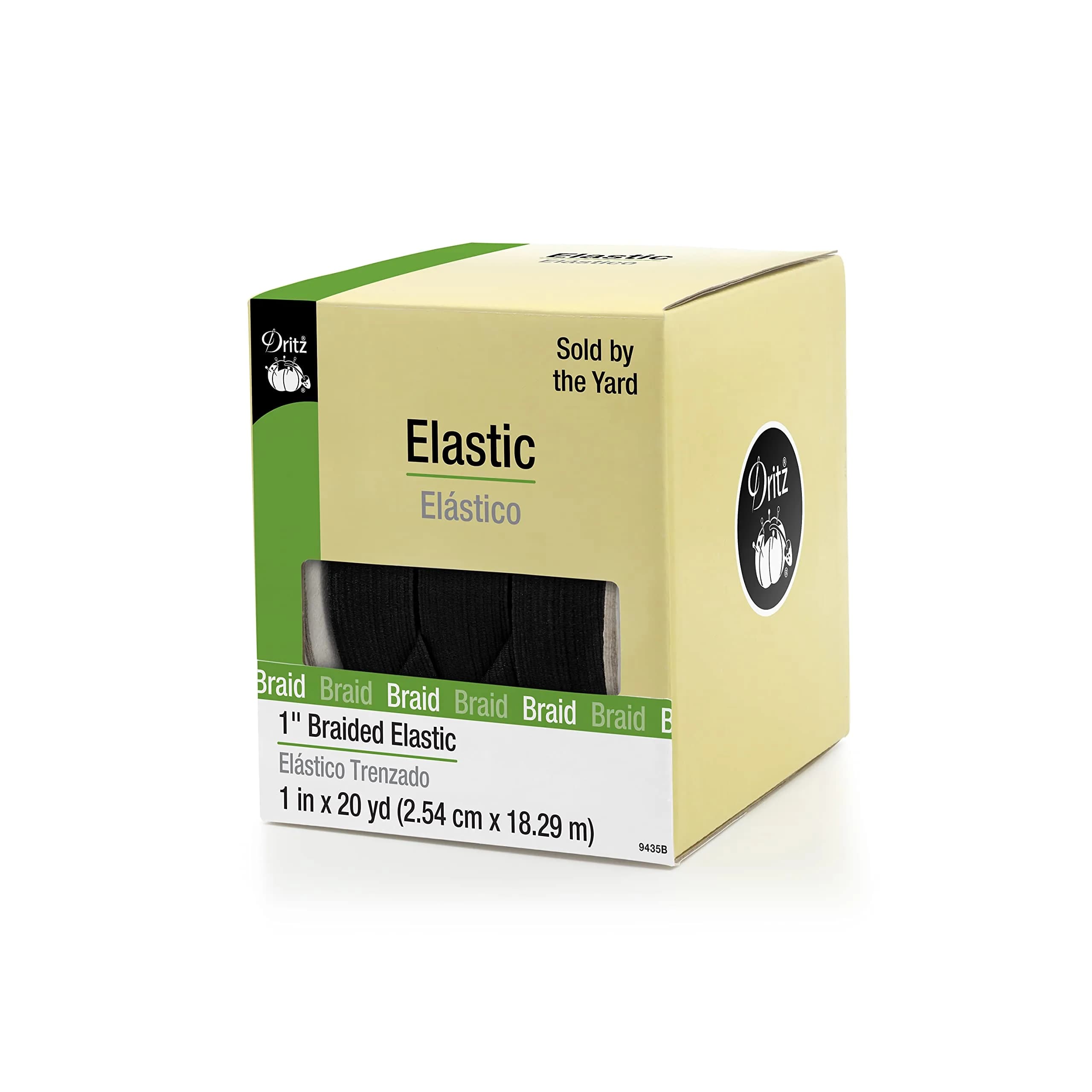Dritz 1" Braided Elastic 20Y | Thin, Ribbed, Suitable for Waistbands & Edges