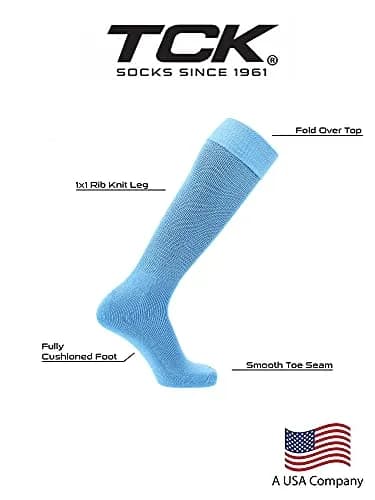 TCK Soccer Socks Multisport Tube MS (Columbia Blue, Small) Knee Length Athletic Socks for Soccer & Sports thumbnail 3