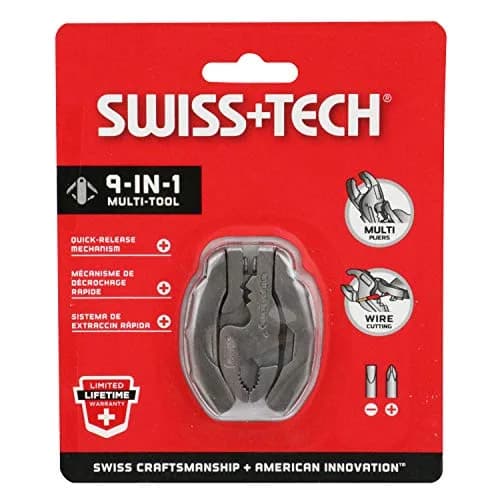 Swiss+Tech Polished Stainless Steel 9-in-1 Micro Pocket Multitool with Screwdrivers, Pliers | Compact, Rugged & Versatile thumbnail 3