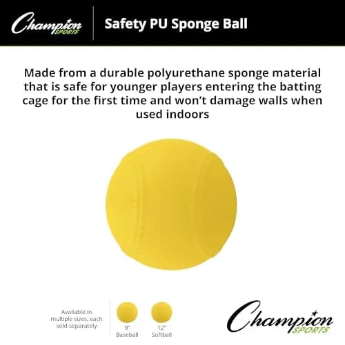 Champion Sports 12" Safety Pitching Machine Softballs | PU Sponge Construction for Safe Indoor/Outdoor Practice thumbnail 4