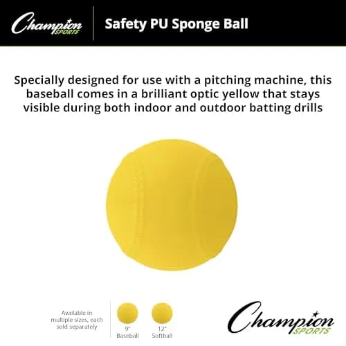 Champion Sports 12" Safety Pitching Machine Softballs | PU Sponge Construction for Safe Indoor/Outdoor Practice thumbnail 3