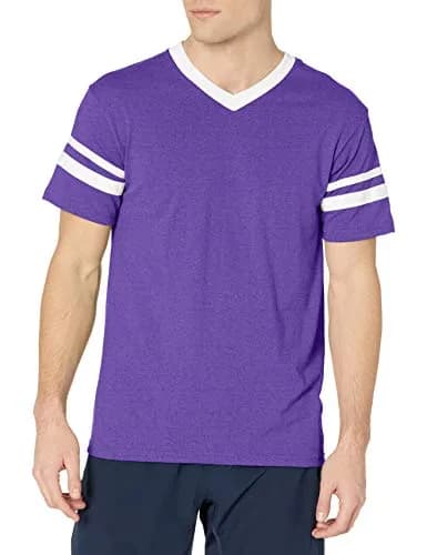 Augusta Sportswear Sleeve Stripe Jersey Medium | 50% Polyester/50% Cotton, Purple/White, Relaxed Fit thumbnail 4