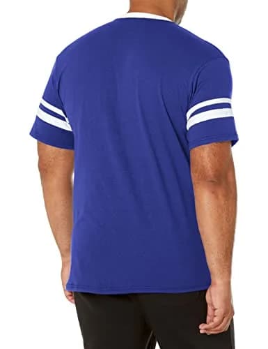 Augusta Sportswear Sleeve Stripe Jersey Medium | 50% Polyester/50% Cotton, Purple/White, Relaxed Fit thumbnail 2