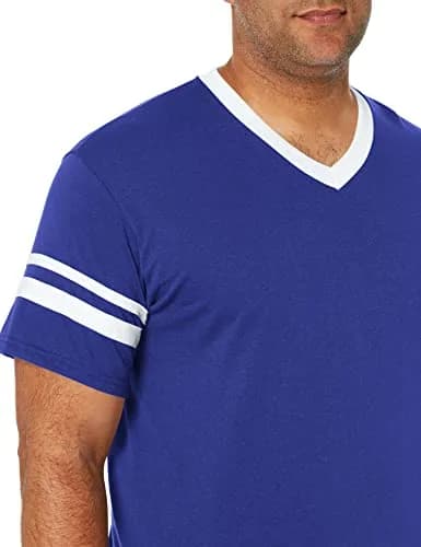 Augusta Sportswear Sleeve Stripe Jersey Medium | 50% Polyester/50% Cotton, Purple/White, Relaxed Fit thumbnail 3
