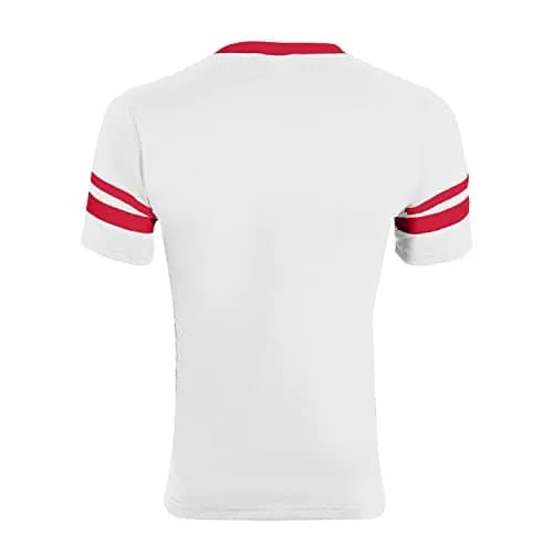Augusta Sportswear Sleeve Stripe Jersey, White/Red | Soft Cotton-Poly Blend for Sports & Training thumbnail 3