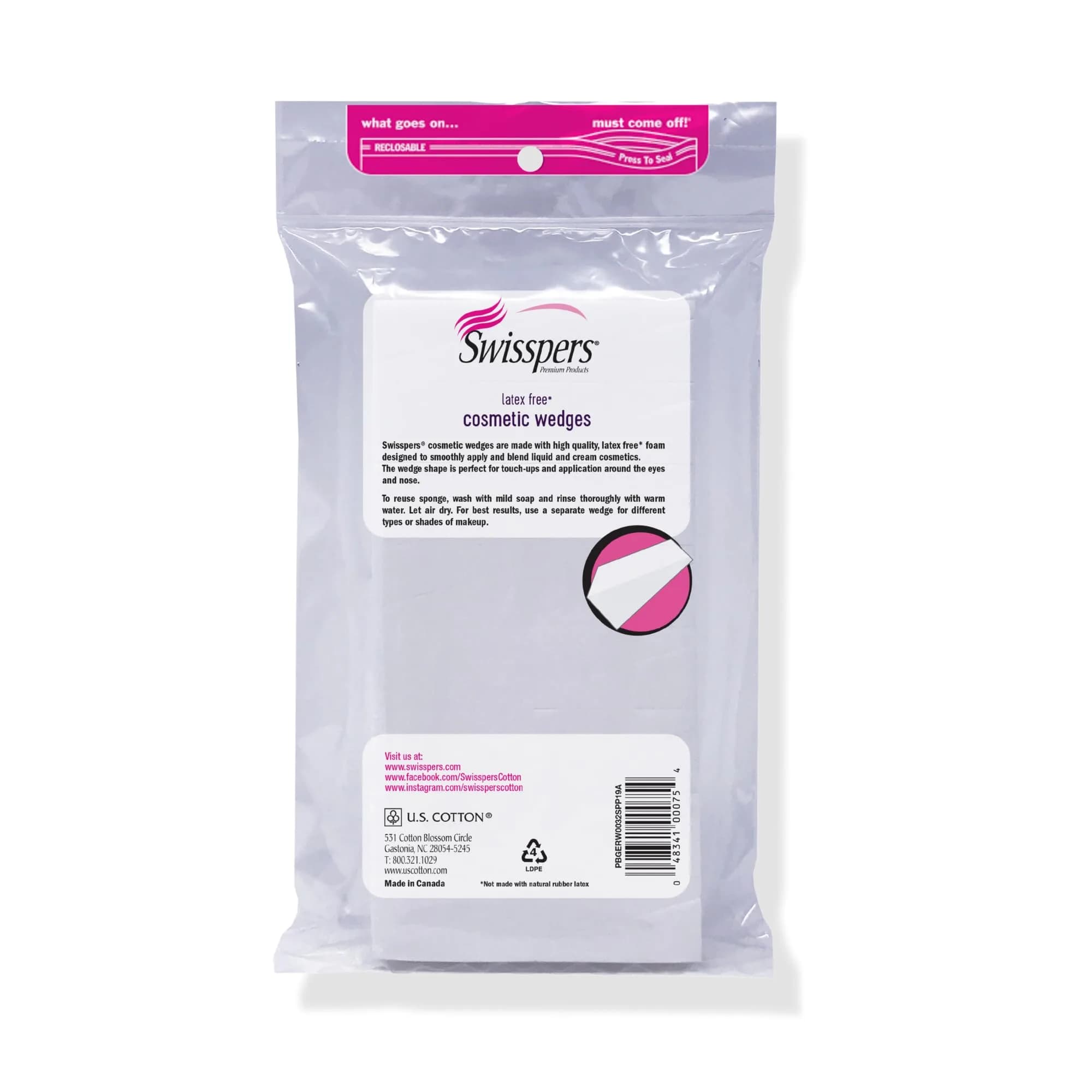 Swisspers Premium Cosmetic Wedges, Latex-Free Makeup Wedge, 192 Count (6 Packs) | Hypoallergenic & Reusable - view 6