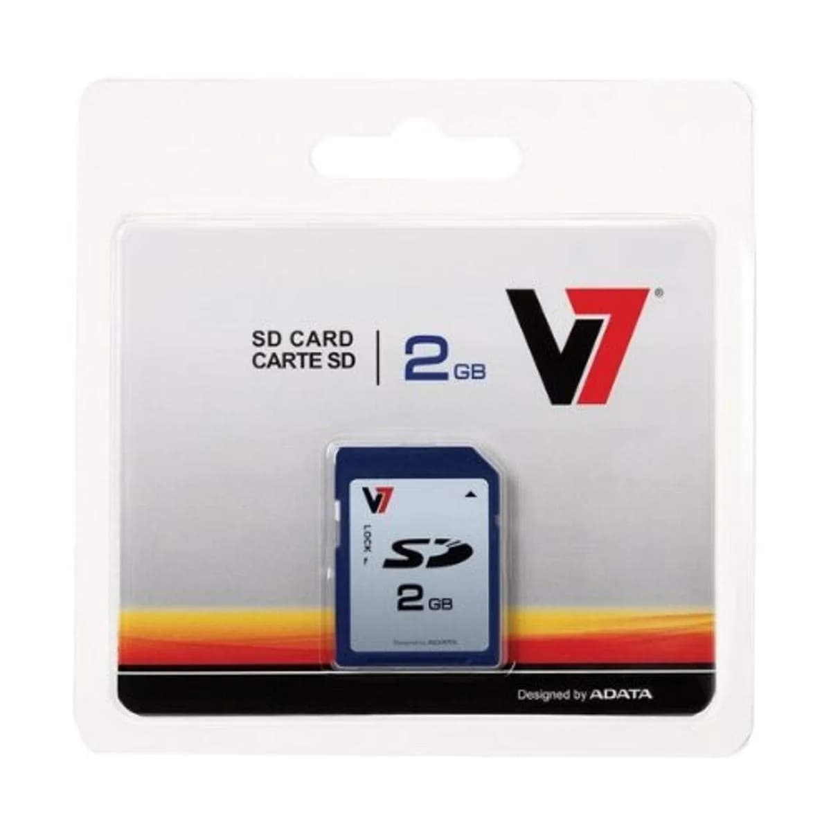 V7 VASD2GR-1N 2GB Secure Digital SD Card | Impact-Resistant, Plug & Play, 10-Year Data Retention — Black