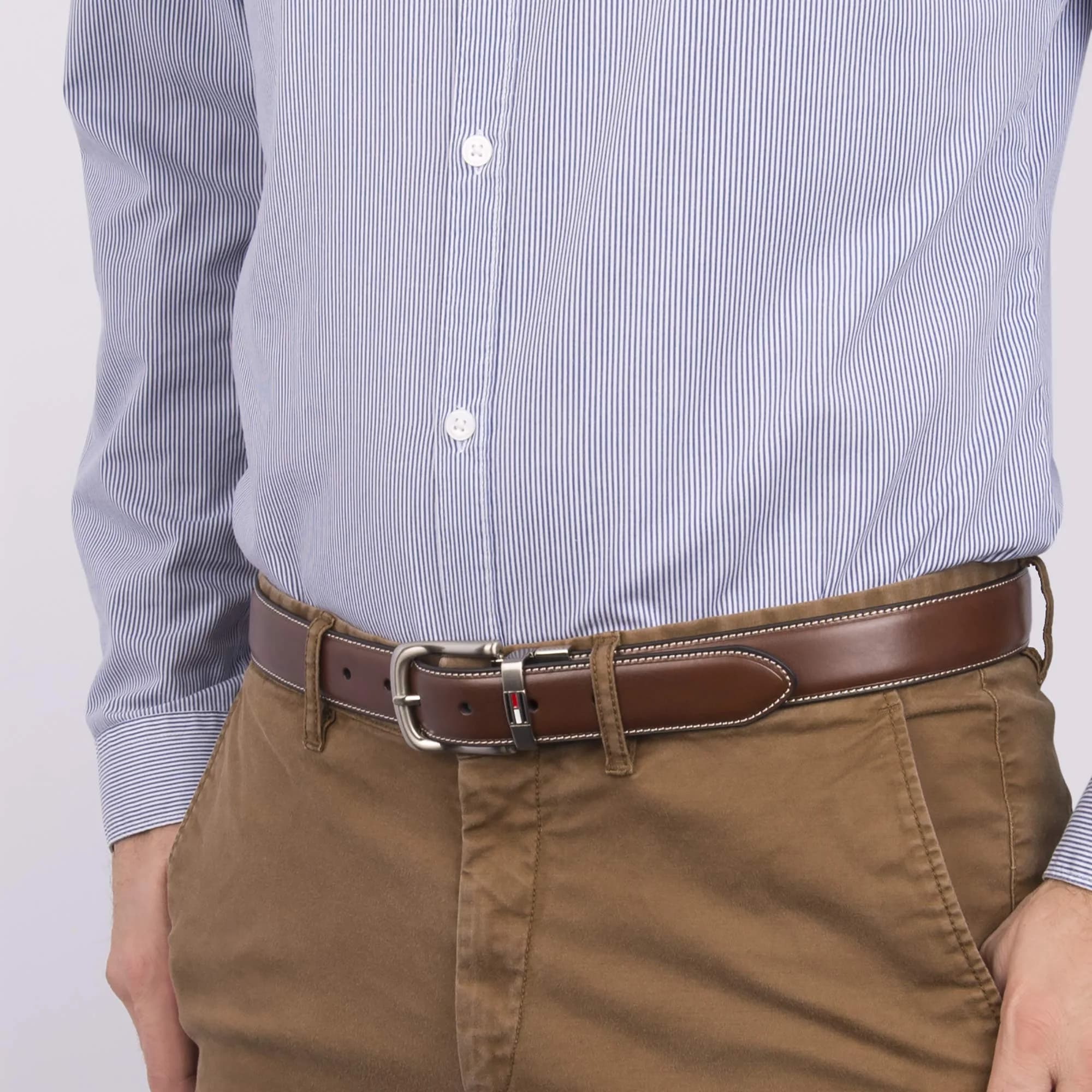 Tommy Hilfiger Men's Reversible Belt, Dark Brown/Black, 44 | 1.25-inch Width, Leather & PU Blend - view 4