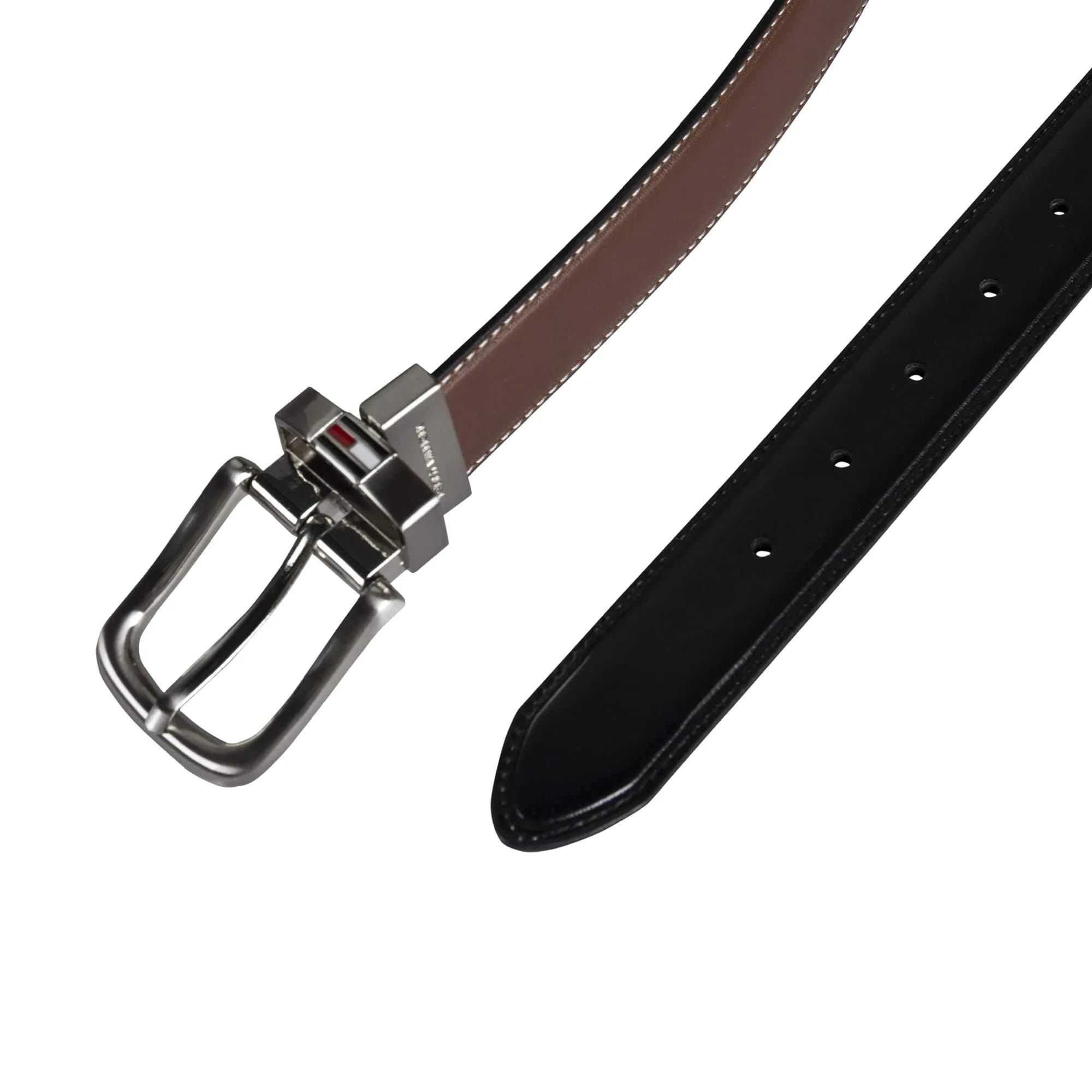 Tommy Hilfiger Men's Reversible Belt, Dark Brown/Black, 44 | 1.25-inch Width, Leather & PU Blend - view 5