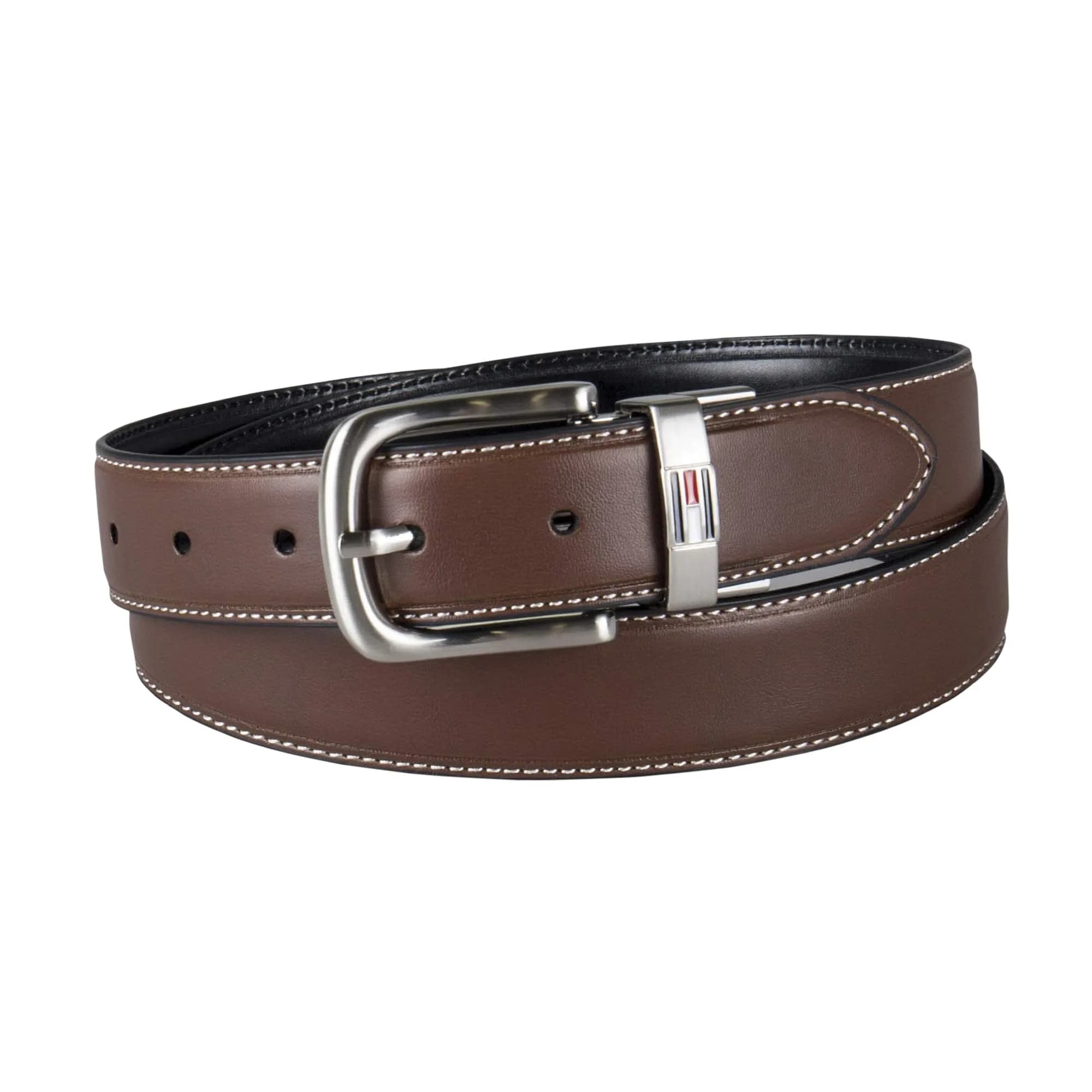 Tommy Hilfiger Men's Reversible Belt, Dark Brown/Black, 44 | 1.25-inch Width, Leather & PU Blend - view 2