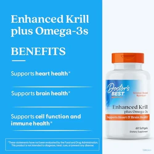 Doctor's Best Antarctic Krill Oil Plus Omega 3s 60 Ct Softgels | Supports Brain & Heart Health thumbnail 2