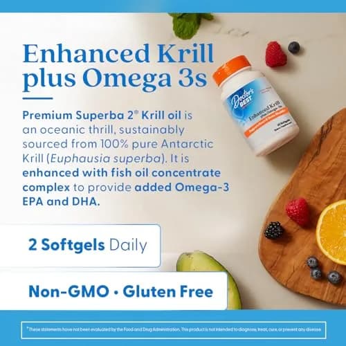 Doctor's Best Antarctic Krill Oil Plus Omega 3s 60 Ct Softgels | Supports Brain & Heart Health thumbnail 3