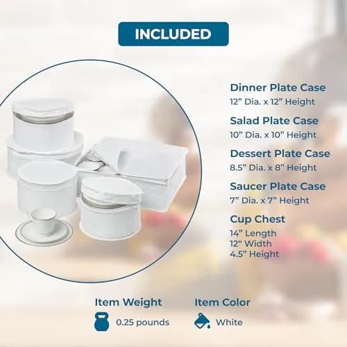 Honey-Can-Do Dinnerware Storage Containers Set, 5-Piece | Protect & Organize Fine China with Quilted Cushioned Cases thumbnail 5
