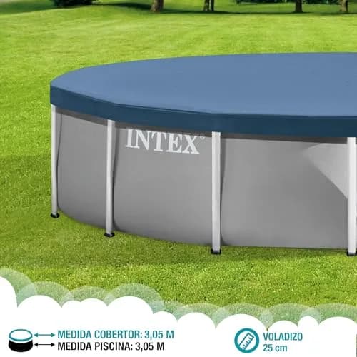Intex 10ft Round Pool Cover | Blue PVC with Drawstring & Drain Holes thumbnail 5