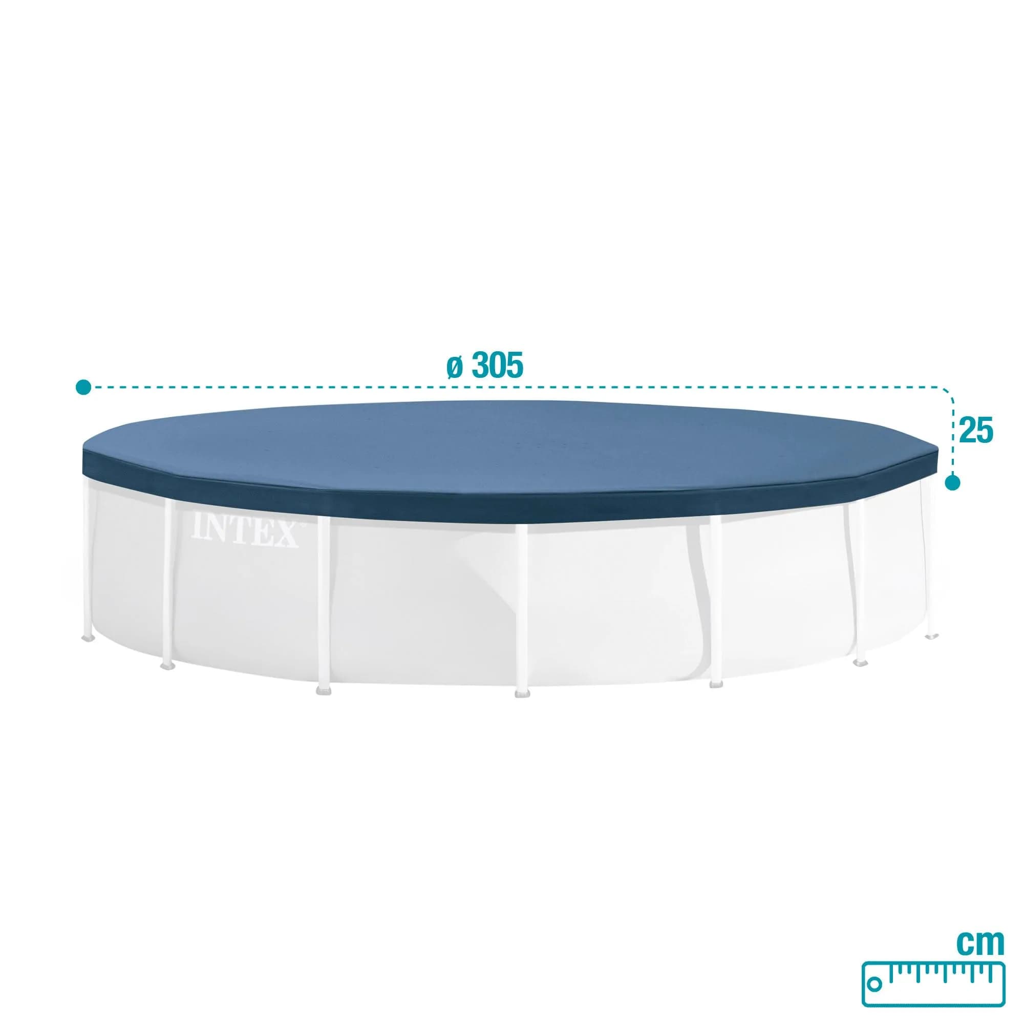 Intex 10ft Round Pool Cover | Blue PVC with Drawstring & Drain Holes - view 7