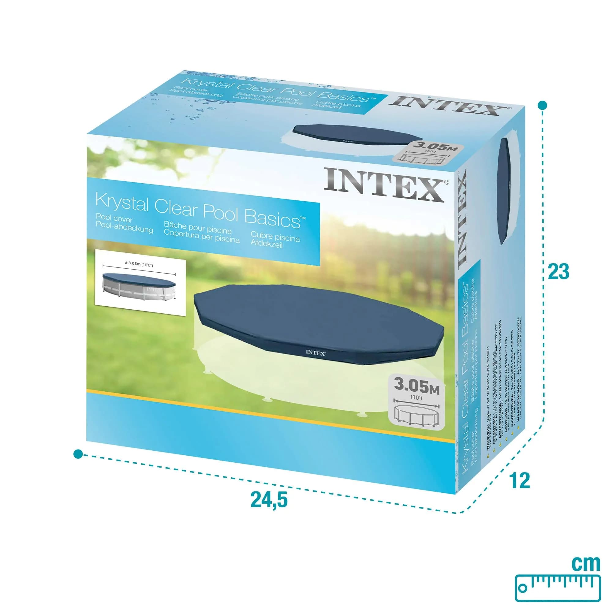 Intex 10ft Round Pool Cover | Blue PVC with Drawstring & Drain Holes - view 8