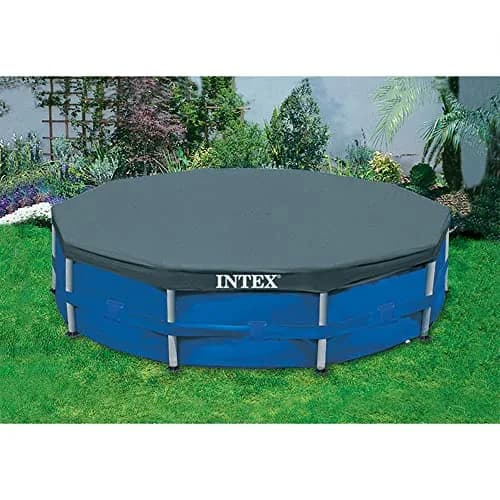 Intex 10ft Round Pool Cover | Blue PVC with Drawstring & Drain Holes thumbnail 2