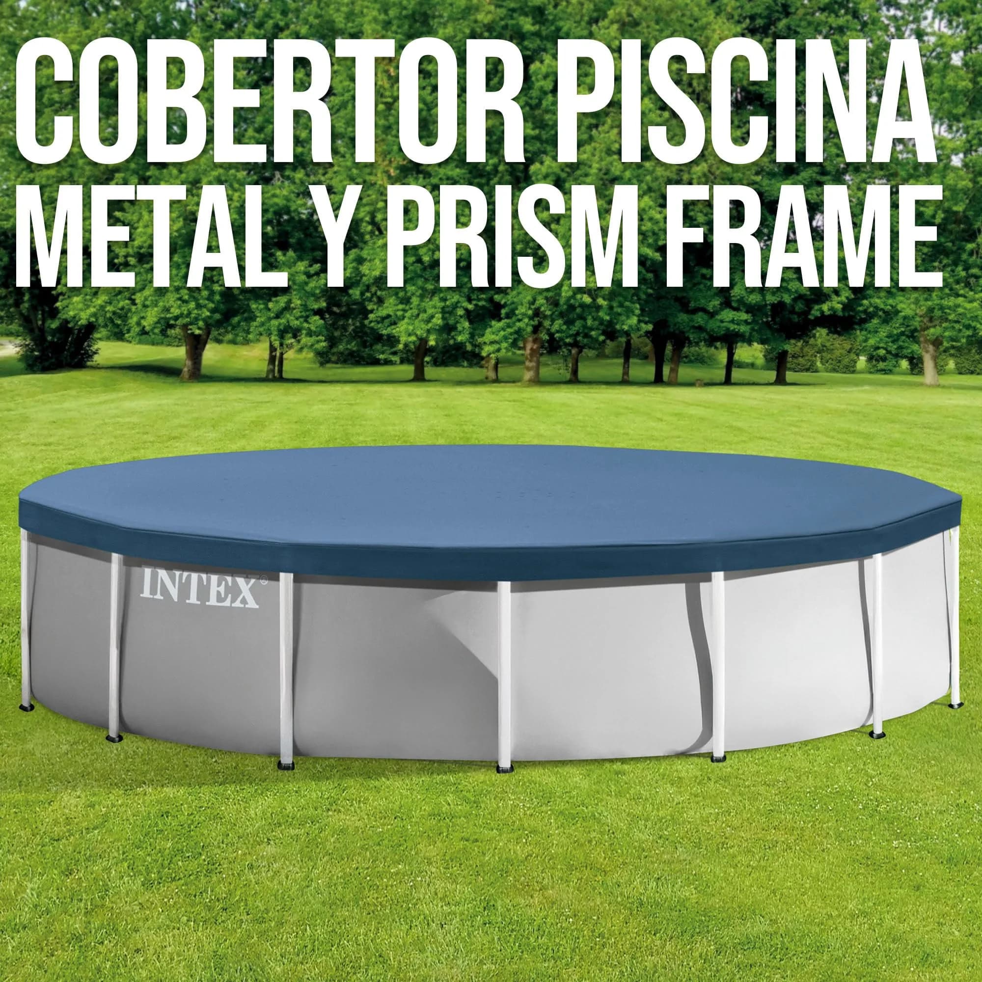 Intex 10ft Round Pool Cover | Blue PVC with Drawstring & Drain Holes - view 3