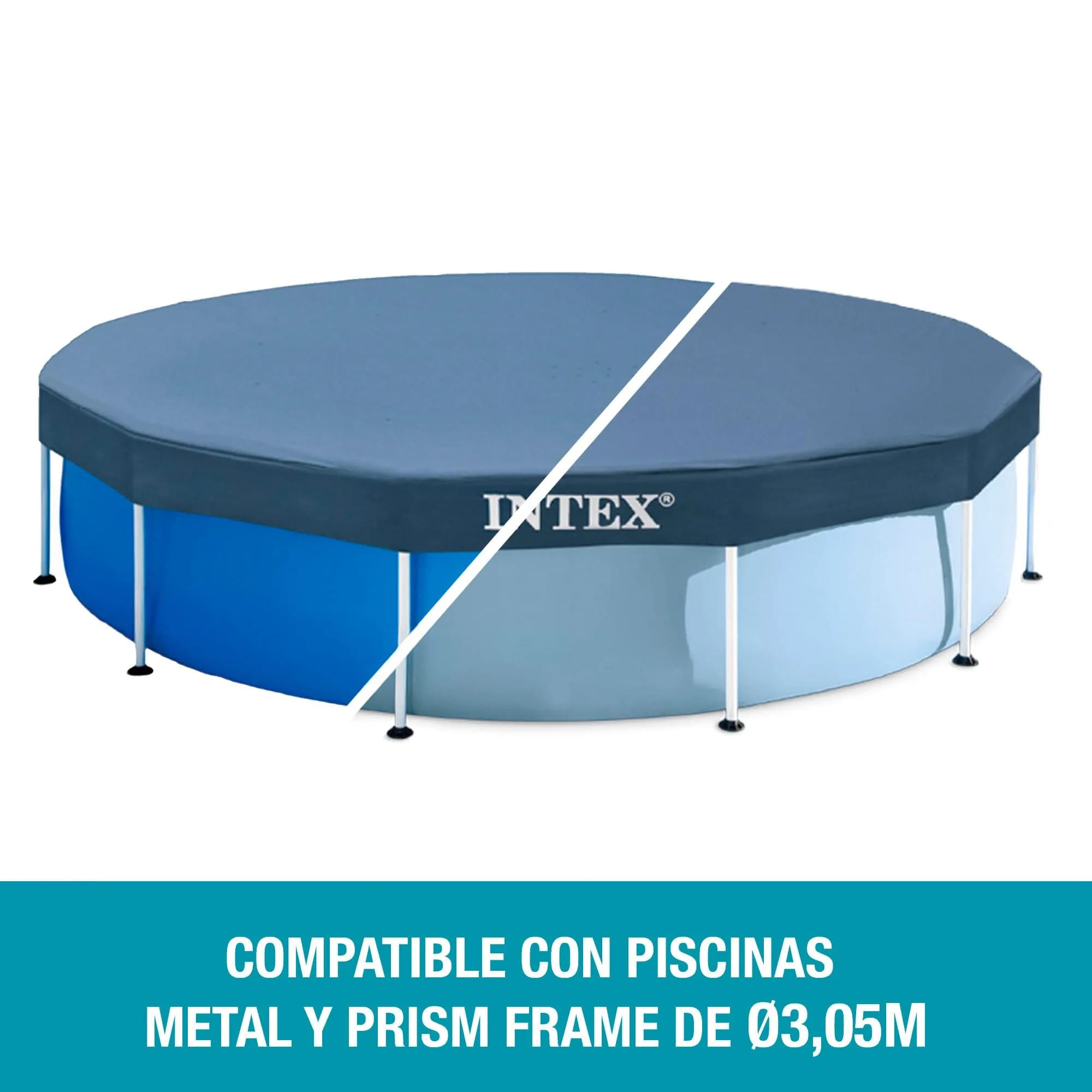Intex 10ft Round Pool Cover | Blue PVC with Drawstring & Drain Holes - view 4
