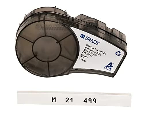 Brady M21-375-499 Nylon Label Tape 9.5mm (0.375") x 16' | Black on White for Wire Marking & General ID thumbnail 1