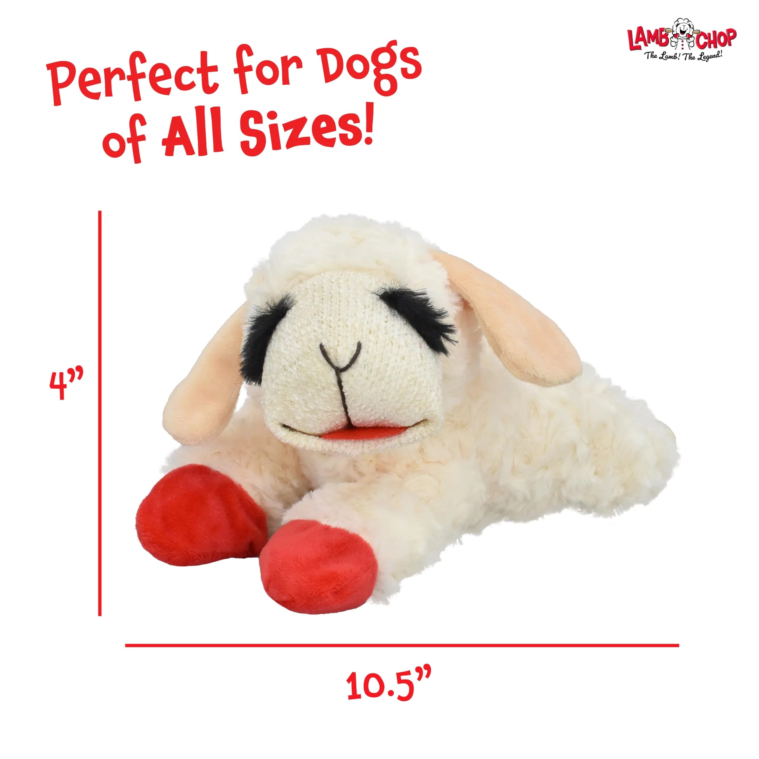 Multipet Lamb Chop Plush Dog Toy 25.4 cm (10") | Squeaky Toy for Small & Medium Dogs - view 6