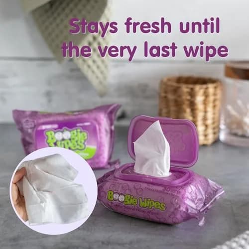 Boogie Saline Nose Wipes Grape Scent | Gentle Nasal Cleansing for Babies & All Ages thumbnail 6