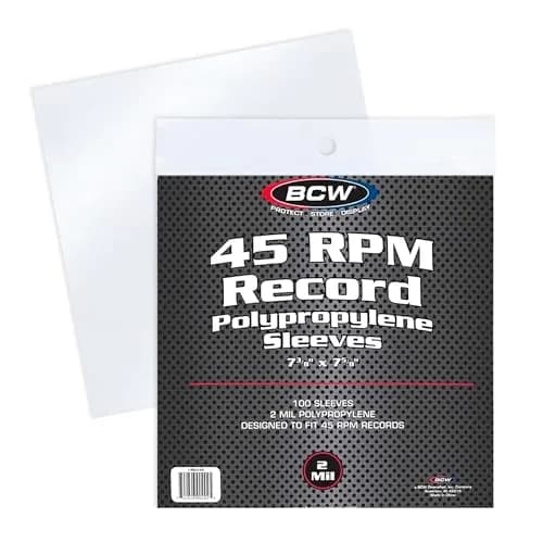 BCW 45 RPM Vinyl Record Sleeves 100 Count | Clear 2 Mil Polypropylene for 7-Inch Records thumbnail 1