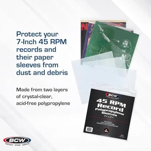 BCW 45 RPM Vinyl Record Sleeves 100 Count | Clear 2 Mil Polypropylene for 7-Inch Records thumbnail 2