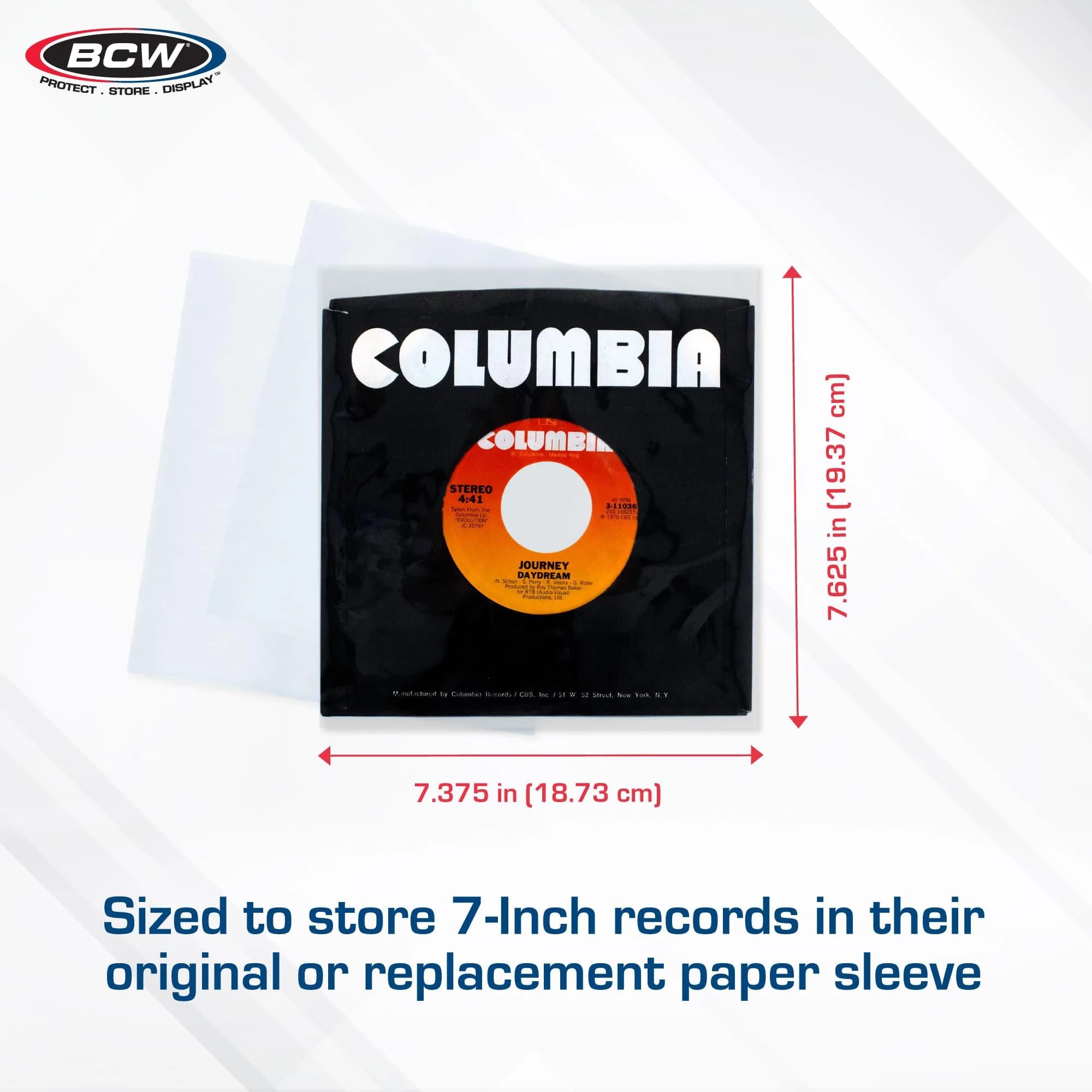 BCW 45 RPM Vinyl Record Sleeves 100 Count | Clear 2 Mil Polypropylene for 7-Inch Records - view 3