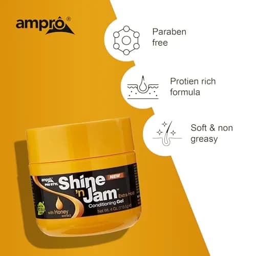 AmPro Shine-n-Jam Maximum Hold Gel, 4 oz | Honey Infused for Strength & Shine, Non-Greasy, All Hair Types thumbnail 5