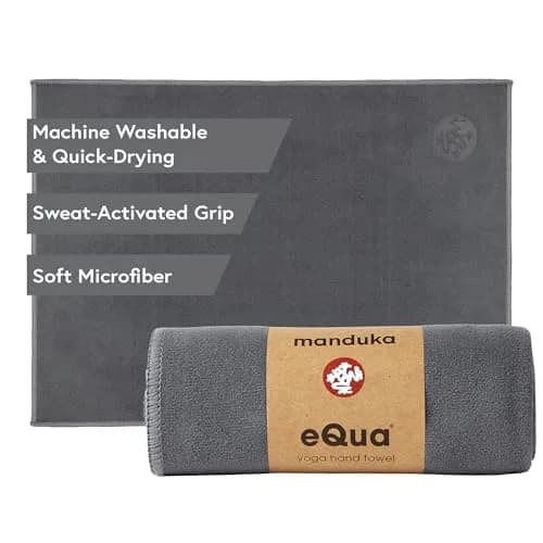 Manduka eQua Microfiber Yoga Hand Towel | Thunder | 16 x 26.5 in | Ultra-Absorbent & Quick-Drying thumbnail 1