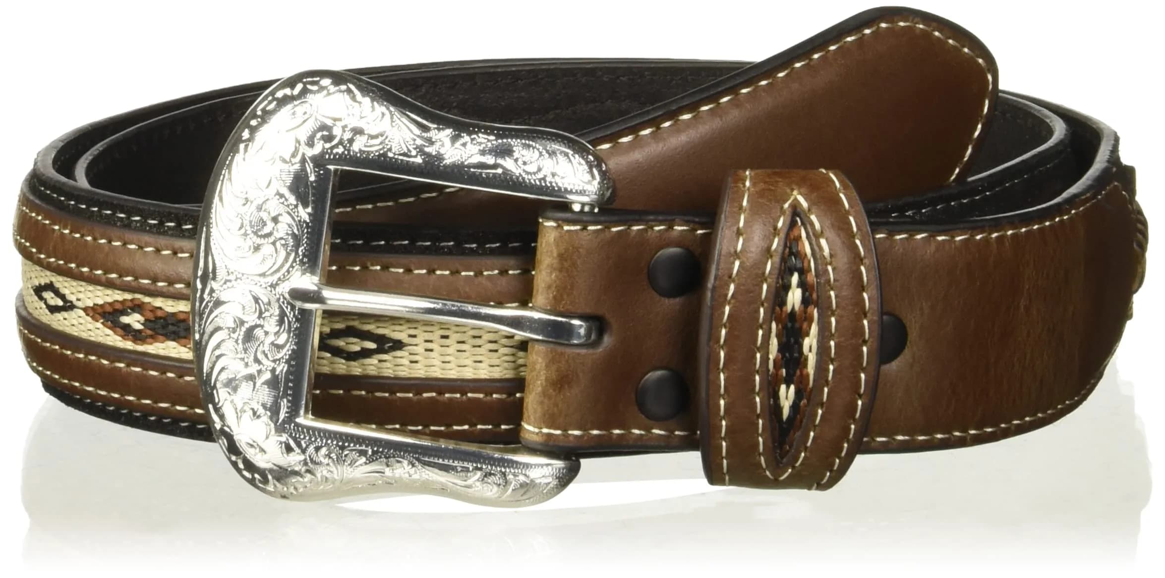 Nocona Men's Top Hand Black Middle Inlay Belt 44 | Genuine Leather Western Style