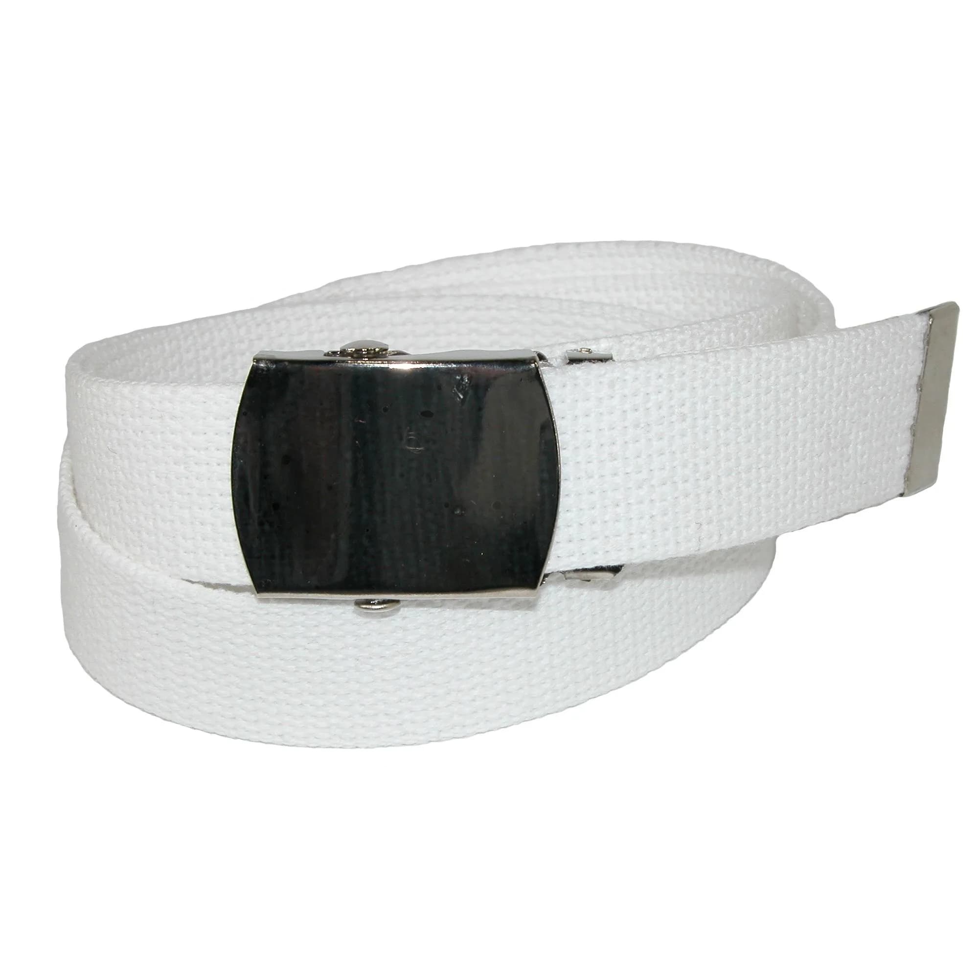 CTM Cotton Adjustable Belt with Nickel Buckle | Classic Casual Web Belt for Men & Women (1.25 inch, White)