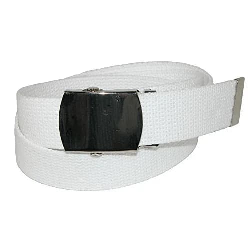 CTM Cotton Adjustable Belt with Nickel Buckle | Classic Casual Web Belt for Men & Women (1.25 inch, White) thumbnail 1