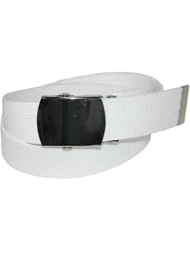 CTM Cotton Adjustable Belt with Nickel Buckle | Classic Casual Web Belt for Men & Women (1.25 inch, White) thumbnail 3