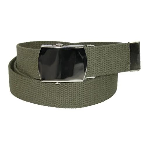 CTM Cotton Adjustable Belt with Nickel Buckle | Classic Casual Web Belt, Olive, Fits Up to 44 Inches thumbnail 1
