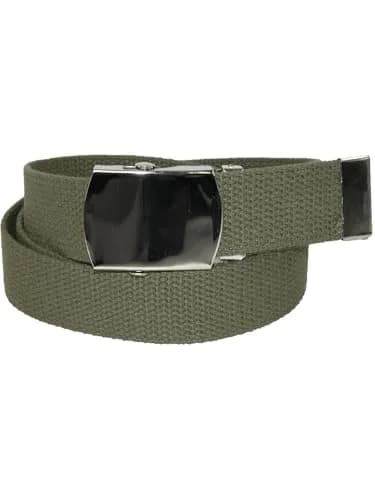 CTM Cotton Adjustable Belt with Nickel Buckle | Classic Casual Web Belt, Olive, Fits Up to 44 Inches thumbnail 3