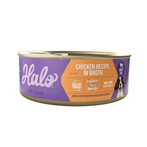 Halo Wet Dog Food, Real Chicken in Broth Recipe, 5.5 oz Can | Complete Nutrition for Adult Dogs thumbnail 1