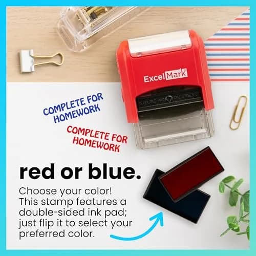 ExcelMark Complete for Homework Self-Inking Rubber Teacher Stamp 1/2" x 1 1/2" | Dual-Color Ink for Grading thumbnail 4