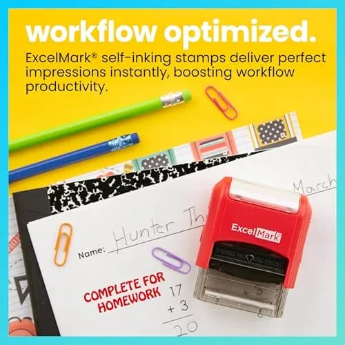 ExcelMark Complete for Homework Self-Inking Rubber Teacher Stamp 1/2" x 1 1/2" | Dual-Color Ink for Grading thumbnail 3