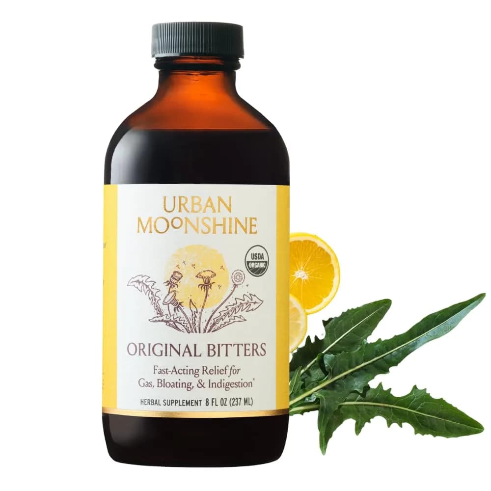 Urban Moonshine Digestive Bitters 8 Fl Oz | Organic Herbal Drops for Gas & Bloating — Original