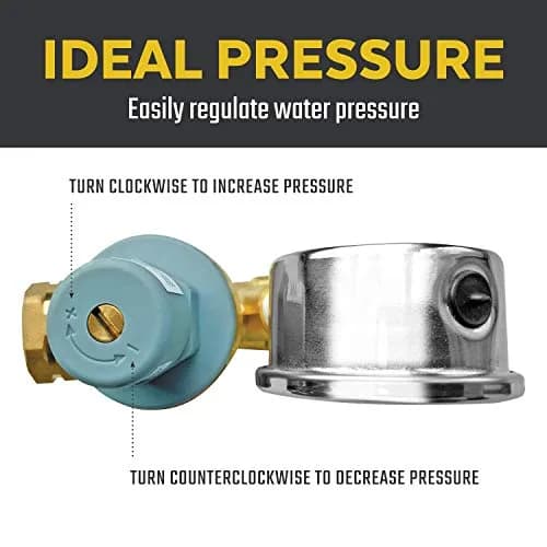 Valterra RV Water Regulator Brass Adjustable Pressure Gauge | Lead-Free, Conforms to Drinking Water Laws thumbnail 5