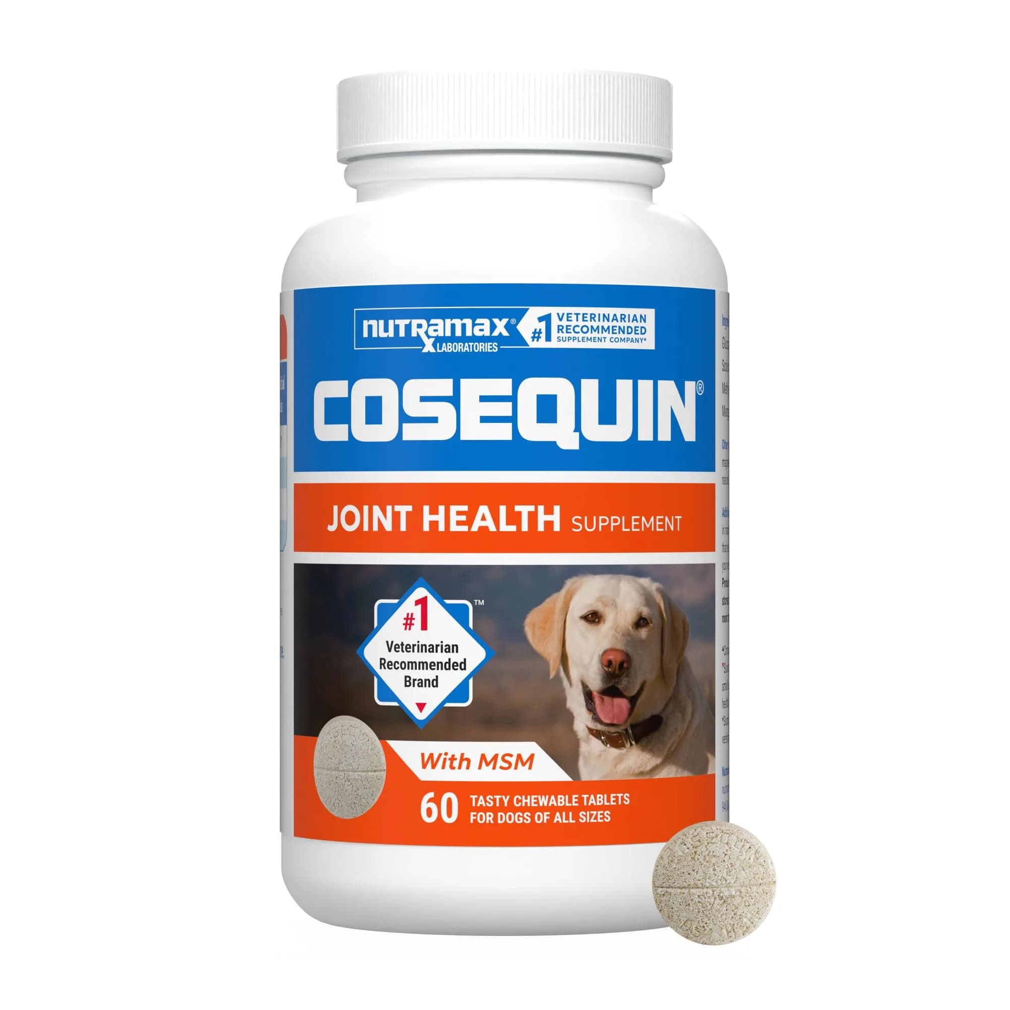 Nutramax Cosequin Joint Supplement for Dogs, Glucosamine & Chondroitin Chew Tabs, 60 Count | Supports Healthy Joints for All Breeds & Ages